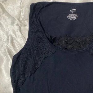 Alfani Intimates Black Sleeveless Top with Lace Trim
